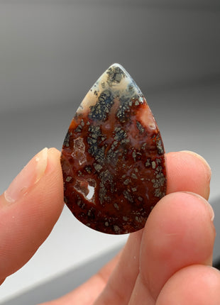 New ! Red Agate with Marcasite Flower