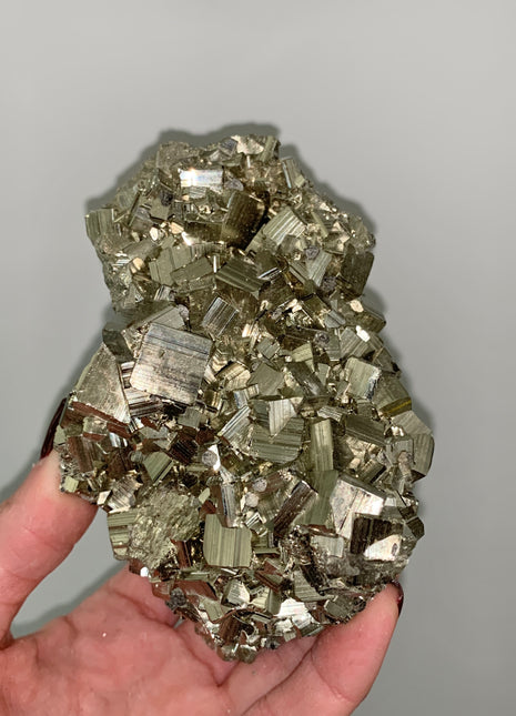 Cubic Pyrite Crystals Cluster - 0.66 kgs ! From Huanzala, Peru