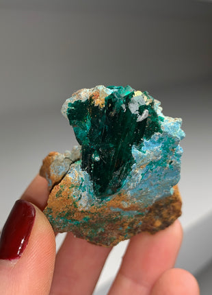 Green Dioptase with Blue Shattuckite