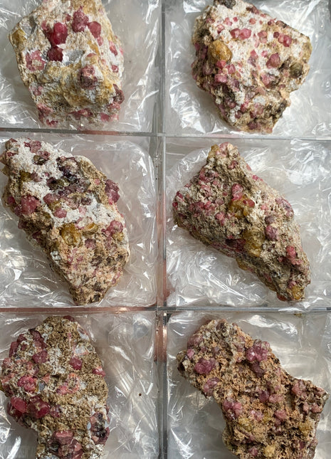 Raspberry Grossular Garnet Specimens Lot ! 6 Pieces