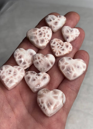 Pink Larimar Hearts - 10 Piece Lot !