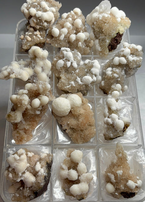 New find !  Okenite with Stilbite, 12 Piece Lot