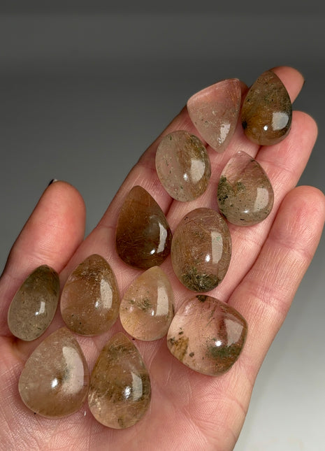 Rare π Rutile Green Chlorite Quartz Lot - From Himachal Pradesh, 12 pieces !