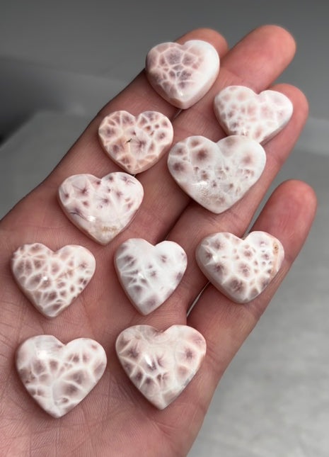 Pink Larimar Hearts - 10 Piece Lot !