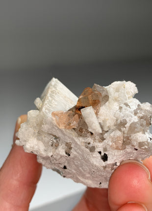 New Arrival ! Champagne Topaz with Feldspar and Green Fluorite