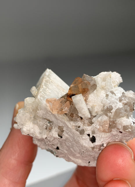 New Arrival ! Champagne Topaz with Feldspar and Green Fluorite