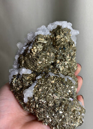 Step-wise Pyrite w/ Beautiful Calcite - From Trepca Mine, Kosovo