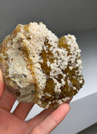 Cubic Yellow Fluorite with Gorgeous Dolomite - From Spain
