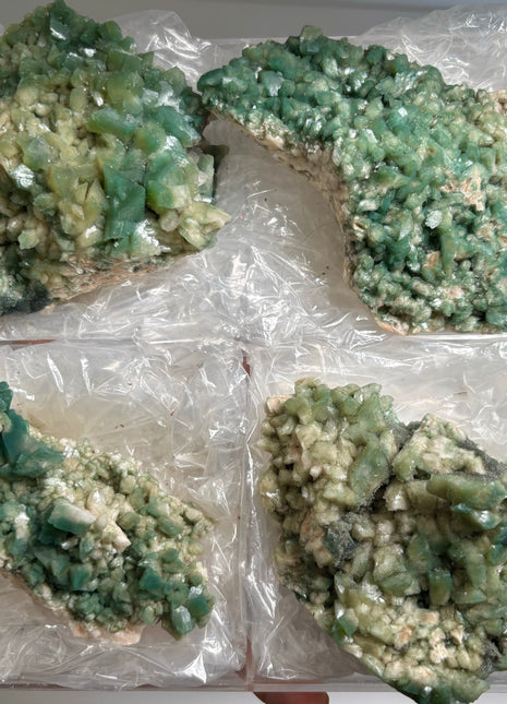 4 Pieces ! Rare Green Heulandite Specimens Lot