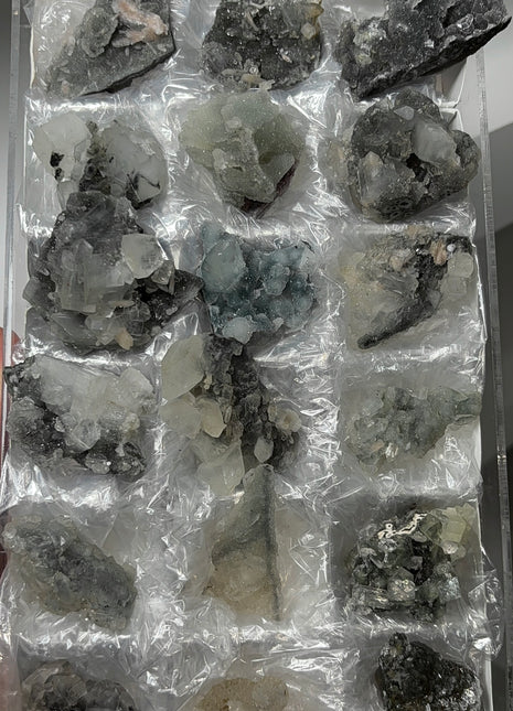 18 Pieces ! Druzy Blue Chalcedony with Apophyllite Lot