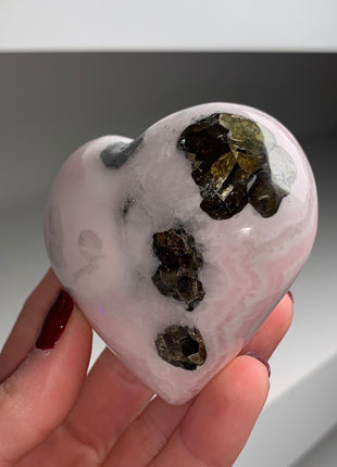 Pink Manganocalcite with Sphalerite Heart - From Peru