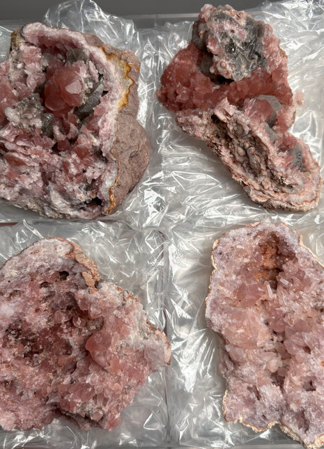 4 Piece Lot ! Pink Amethyst Geodes From Colli Cura Mine, Neuquen, Argentina