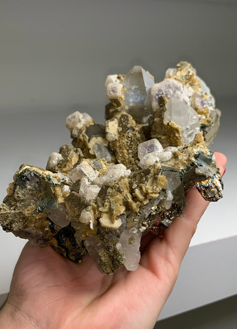 Icy Purple Fluorite with Quartz, Pyrite from Panasqueira # PM0185