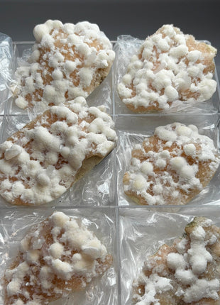 New find !  Okenite with Stilbite, 6 Piece Lot