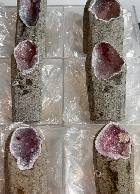 6 Piece Lot !  Druzy Red Chalcedony Geodes