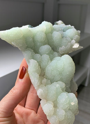 New Arrival ! Druzy Green Chalcedony with White Calcite - From Rhodope Mountains, Bulgaria