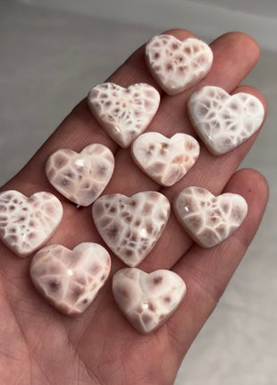 Pink Larimar Hearts - 10 Piece Lot !