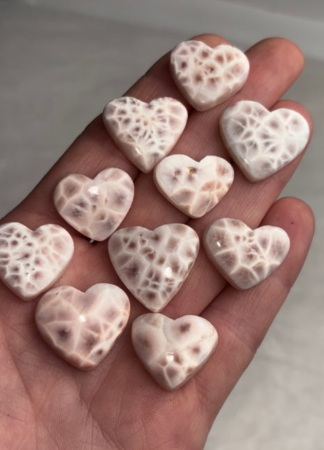 Pink Larimar Hearts - 10 Piece Lot !