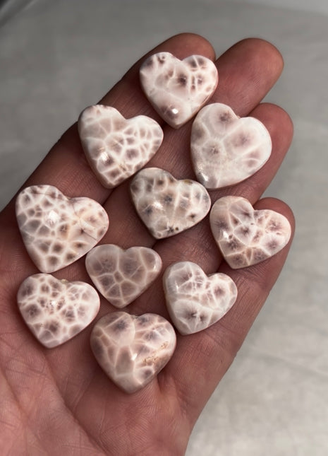 Pink Larimar Hearts - 10 Piece Lot !