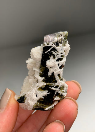 Rare ! White Cap Green Tourmaline with Clevelandite - 180 Carats