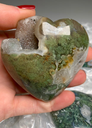 Very High Grade Moss Agate with Quartz Hearts - 4 Pieces !