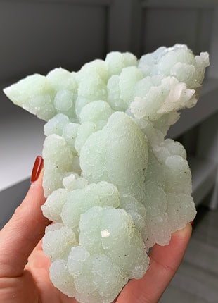 New Arrival ! Druzy Green Chalcedony with White Calcite - From Rhodope Mountains, Bulgaria
