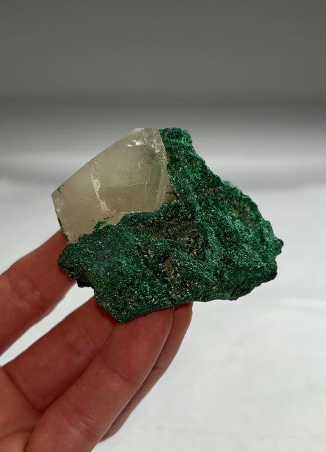Calcite with Velvety Malachite from Congo