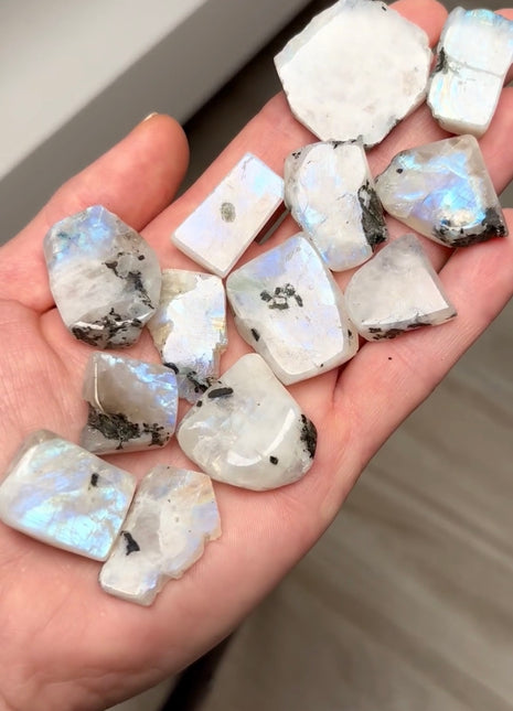 High Grade Rainbow Moonstone Lot - 13 Pieces
