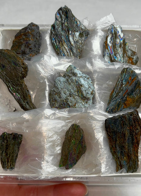 9 Pieces ! Iridescent Rainbow Hematite Lot. 1992 find