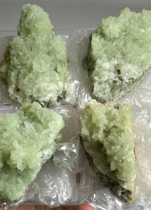 4 Pieces ! Druzy Apple Green Prehnite Lot - big size