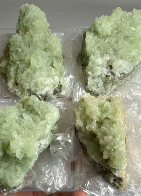 4 Pieces ! Druzy Apple Green Prehnite Lot - big size