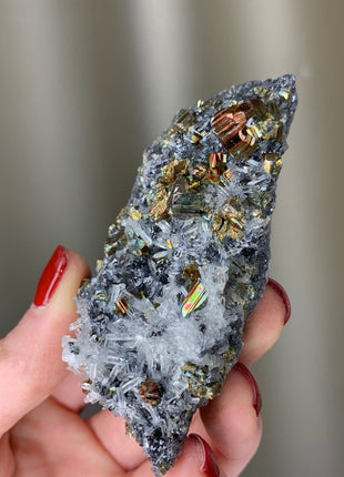 Rare Rainbow Pyrite with Sphalerite, Quartz - Borieva mine, Rhodope Mtns