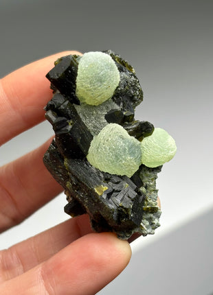 12 Pieces ! High Grade Apple Green Prehnite with Epidote Lot - From Mali