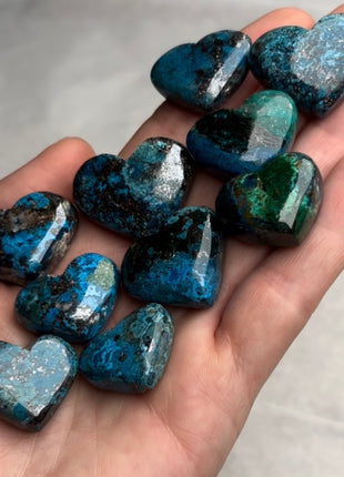 High Grade Blue Shattuckite Hearts - 10 Piece Lot !