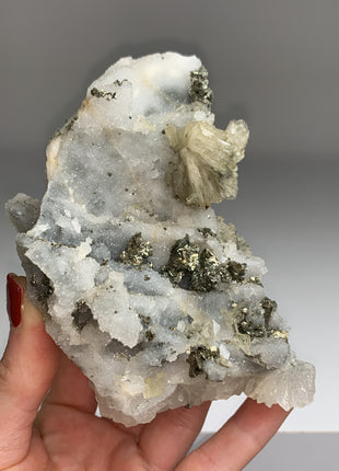Yellow Barite Flower with Pyrite and Quartz