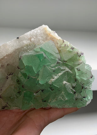 Icy Green Octahedral Fluorite with Quartz