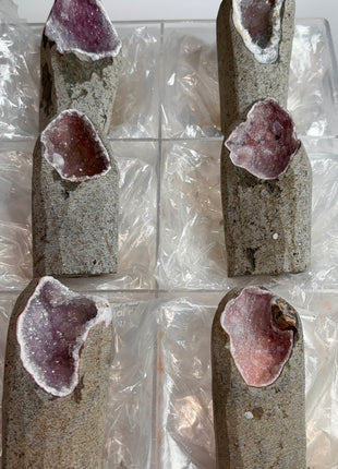 6 Piece Lot !  Druzy Red Chalcedony Geodes