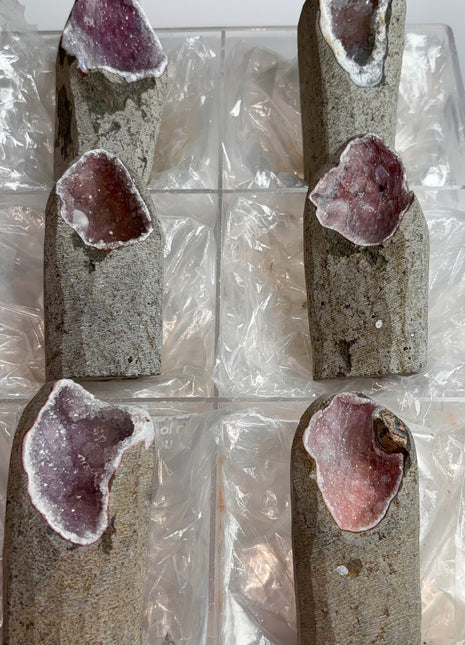 6 Piece Lot !  Druzy Red Chalcedony Geodes