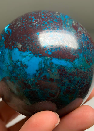 Bright Blue Chrysocolla with Red Cuprite and Green Malachite Sphere