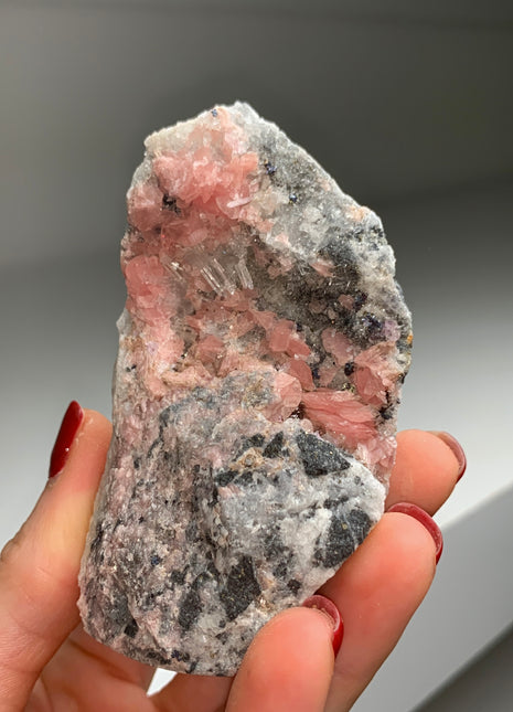 Pink Rhodocrosite with Quartz and Sphalerite
