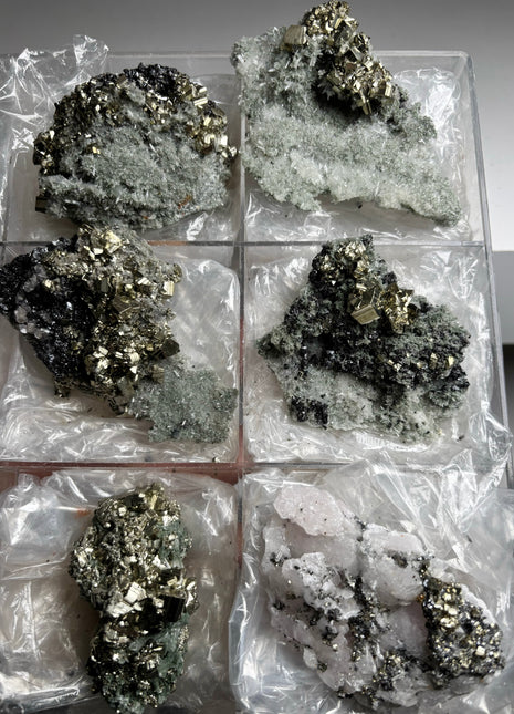 6 Pieces ! Lustrous Pyrite with Quartz Lot