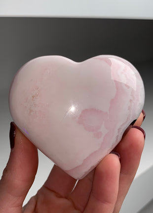 Pink Manganocalcite with Sphalerite Heart - From Peru
