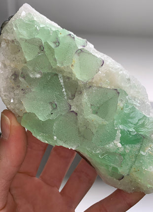 Icy Green Octahedral Fluorite with Quartz