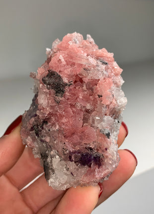 Pink Rhodocrosite with Purple Fluorite, Quartz 🌸