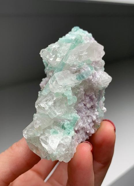 Blue Tourmaline with Quartz and Lepidolite