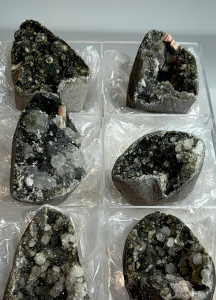 6 Piece Lot ! Druzy Black Chalcedony Geodes