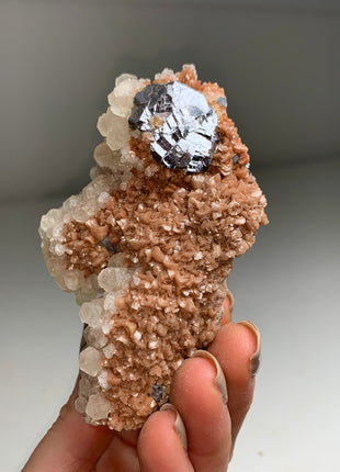 Rare Pink Rhodocrosite with Calcite and Galena - From Trepca mine