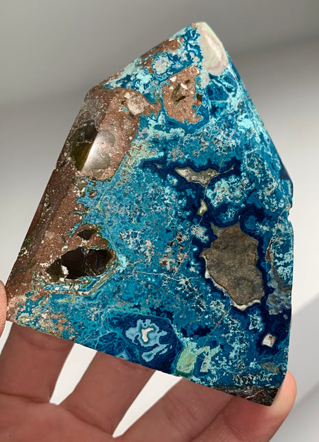 Blue Shattuckite Geode Tower - From Namibia