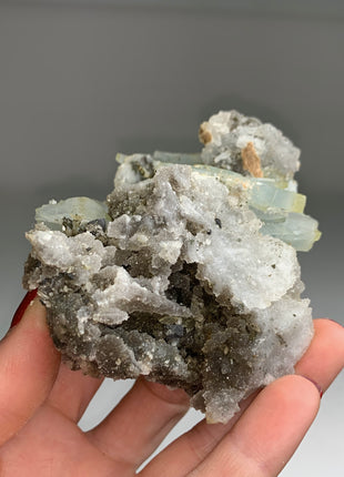 Blue Barite with Druzy Quartz