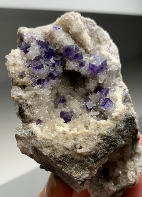 Purple Fluorite with Quartz - From Berbes, Spain